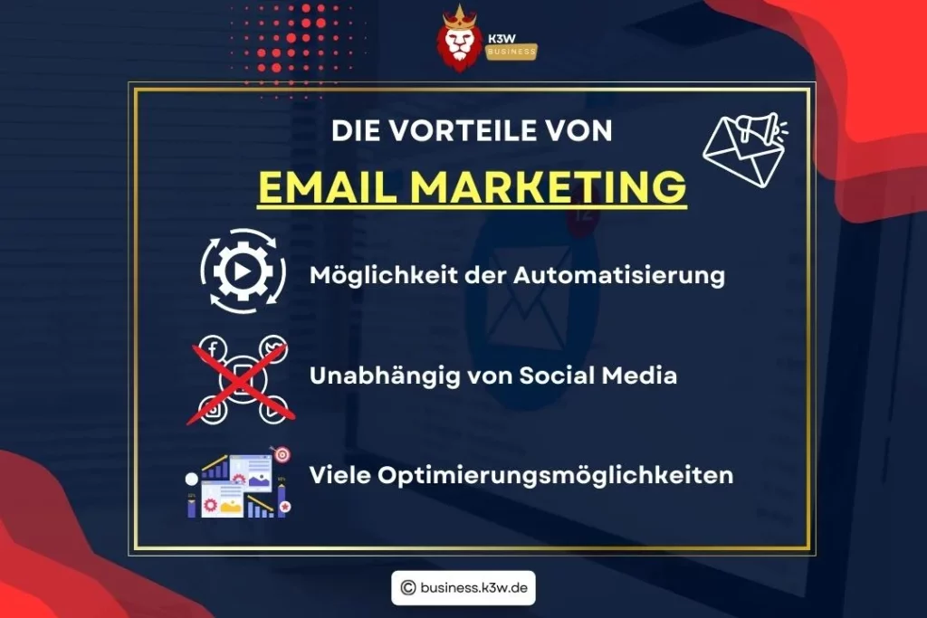 Screenshot über die Vorteile von Email Marketing