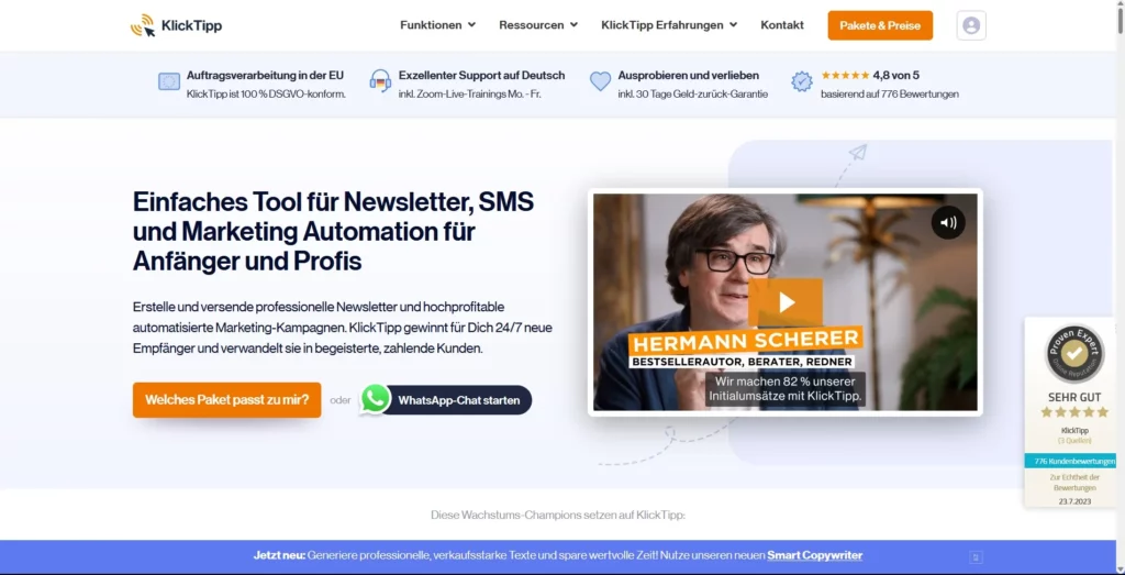 Screenshot Klicktipp Email Marketing