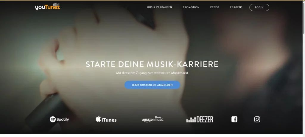 Screenshot Youtunez Musik verkaufen
